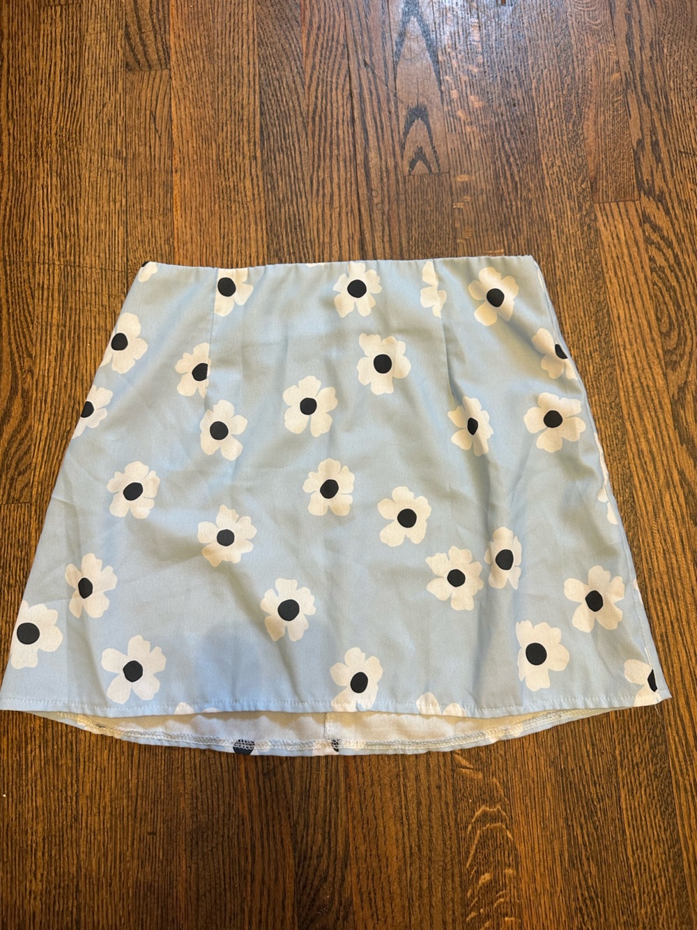 Princess Polly Light Blue Floral Mini Skirt with White & Black Flowers